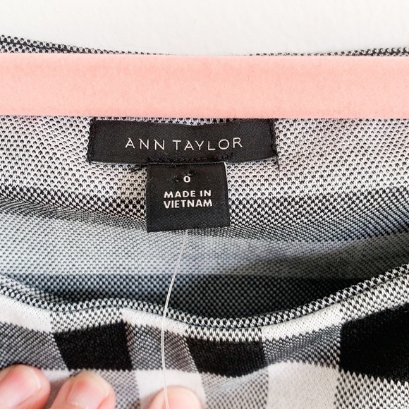 Ann Taylor Black White Gingham Off the shoulder Midi Dress - Picture 9 of 12